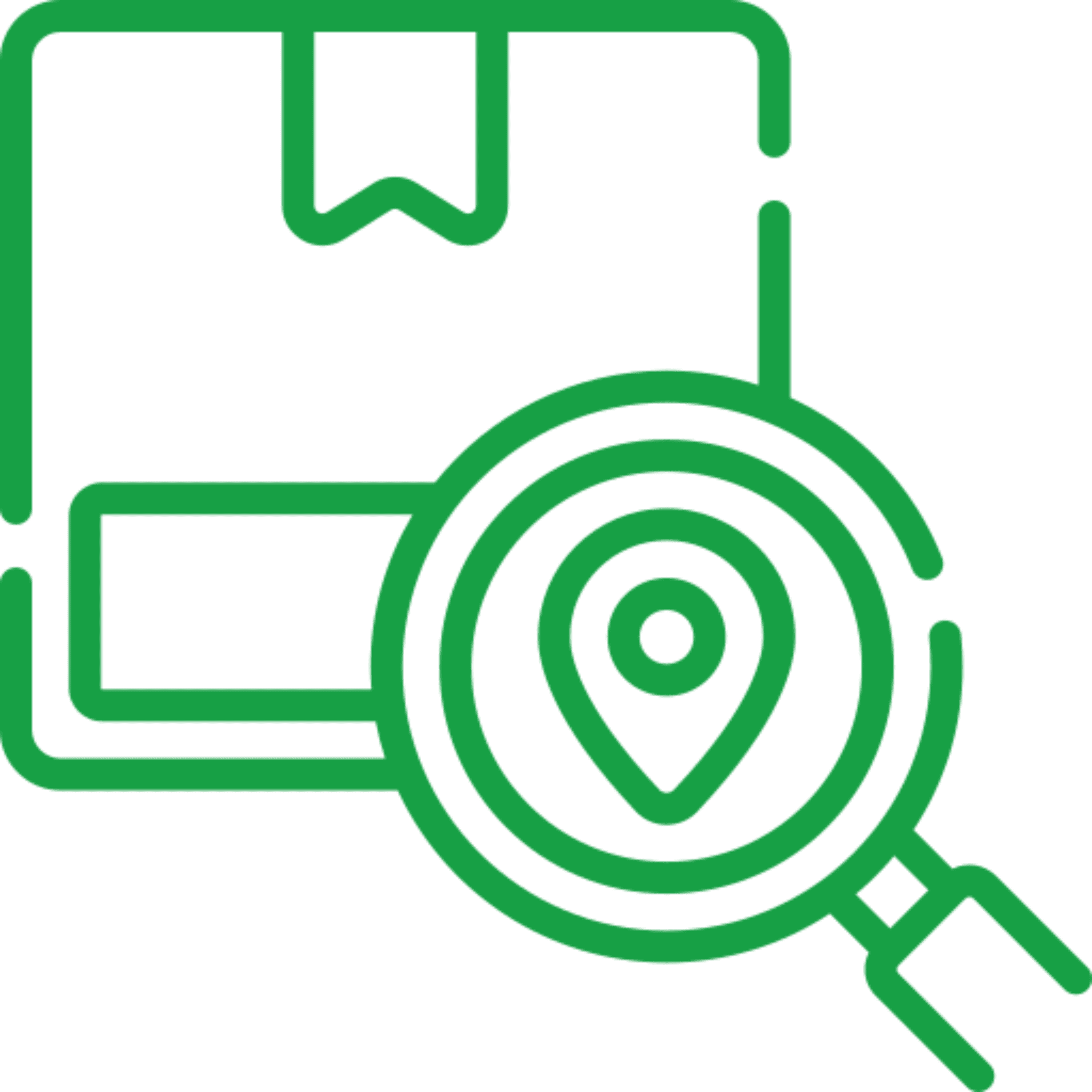 Package tracking icon with location pin.